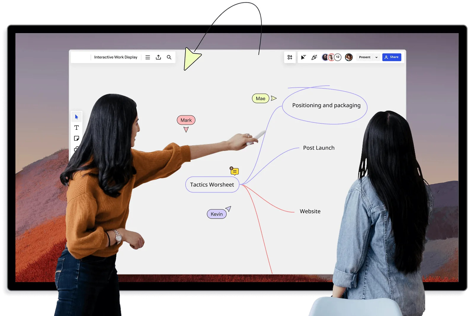 Two people collaborate on a digital mind map during an LLND assessment, showcasing teamwork and interactive training.