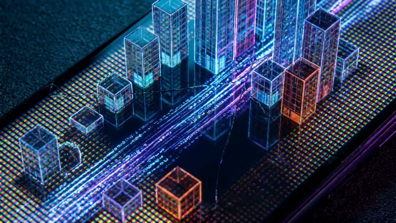 A vibrant digital city representing data literacy and foundation skills training.