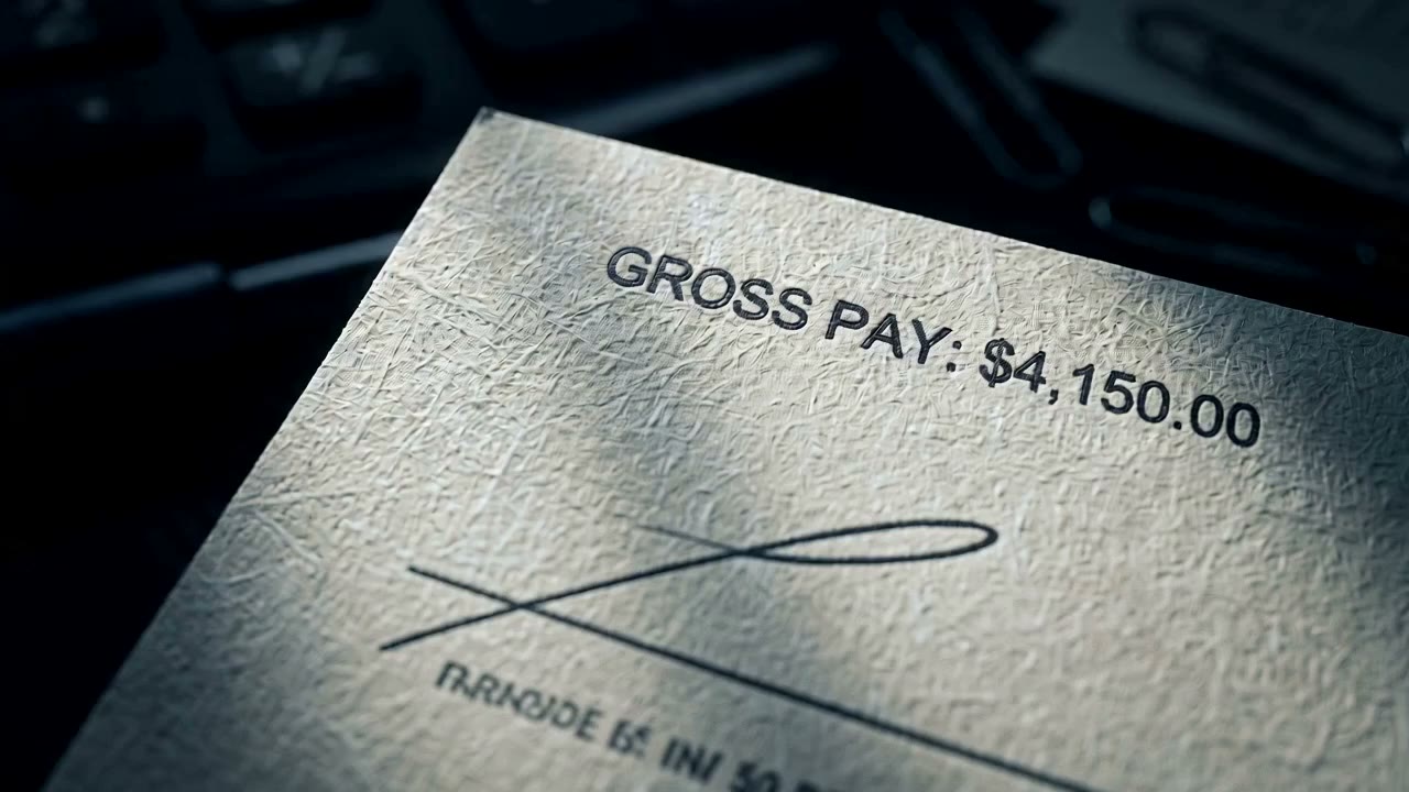 A signed paycheck displaying a gross pay of $4,150 illustrates workplace literacy and finance as part of foundation skills.